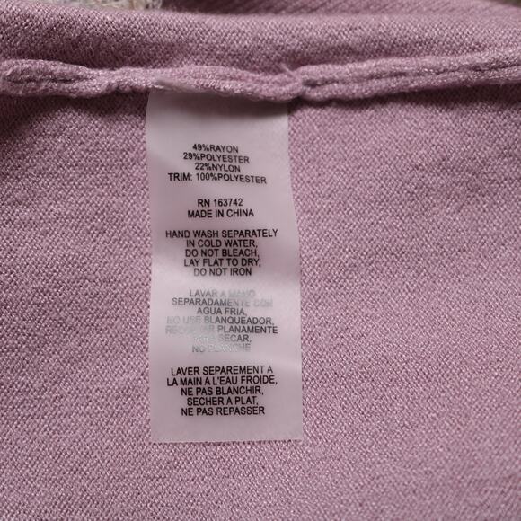 Sioni Lace Sleeve Pastel Lilac Sweater Romantic Ruffle V Neck Knit Top Size S - Picture 9 of 10